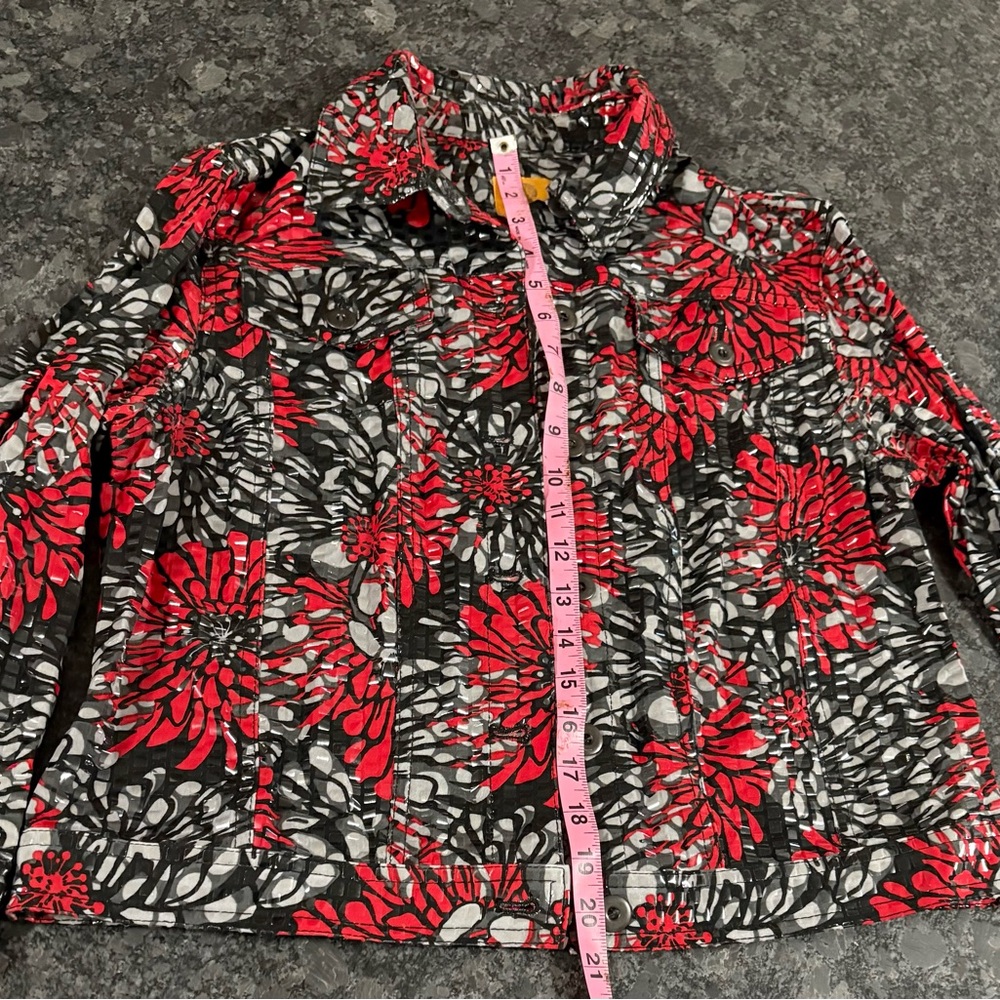 Ruby Rd. Red and Black Patterned Jacket - Picture 4 of 4